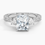 Antique Scroll Engraved Three Stone Diamond Ring (1/3 ct. tw.) Platinum Radiant Engagement Ring