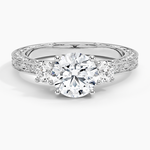 Antique Scroll Engraved Three Stone Diamond Ring (1/3 ct. tw.) Platinum Round Engagement Ring