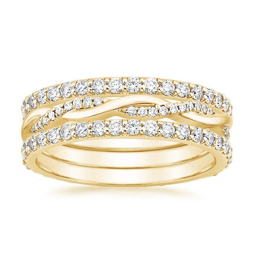 Twisted Vine Diamond Ring Stack (1 1/4 ct. tw.) Yellow Gold 18k Eternity Band