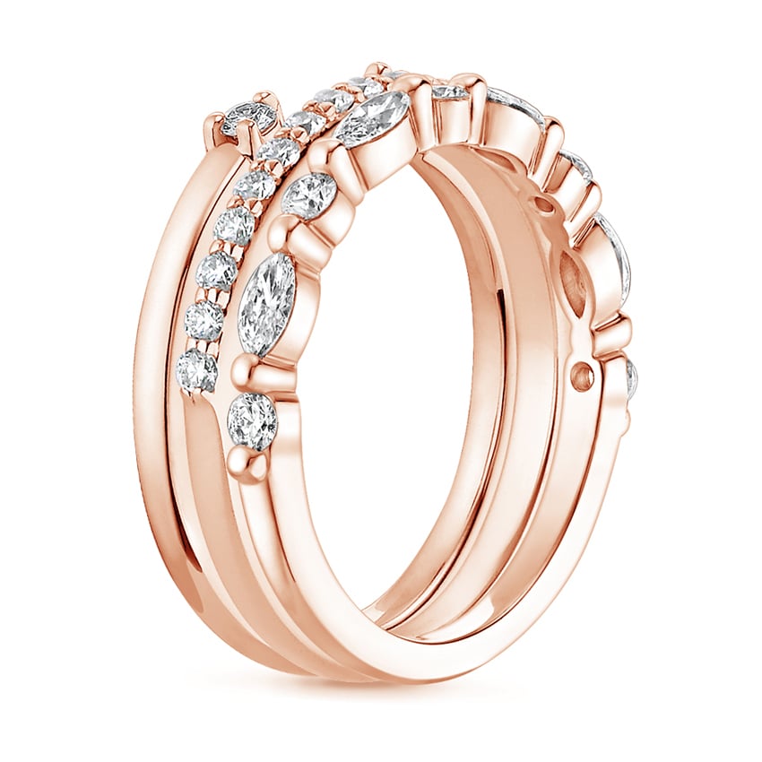 Tres Diamond Ring Stack (3/4 ct. tw.) Rose Gold 18k Wedding Band