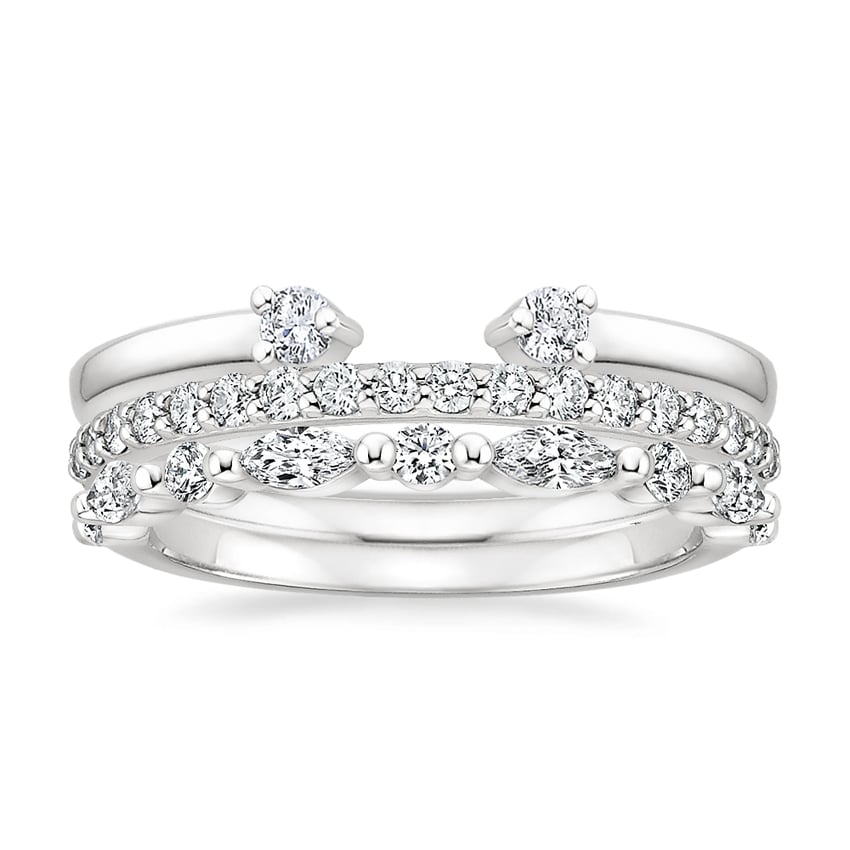 Tres Diamond Ring Stack (3/4 ct. tw.) Platinum Wedding Band