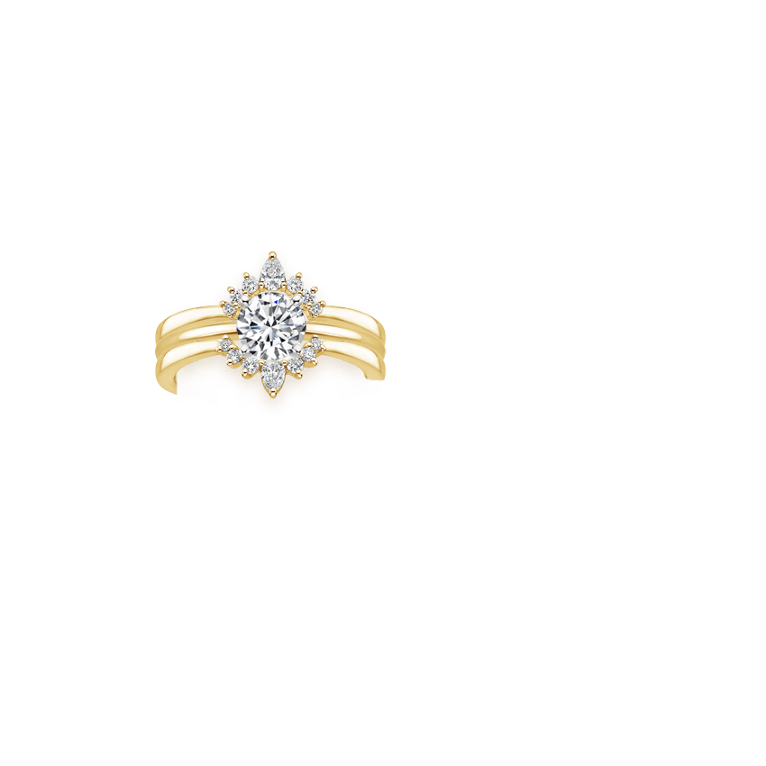 Lunette Nested Diamond Ring Stack Yellow Gold 18k Wedding Band