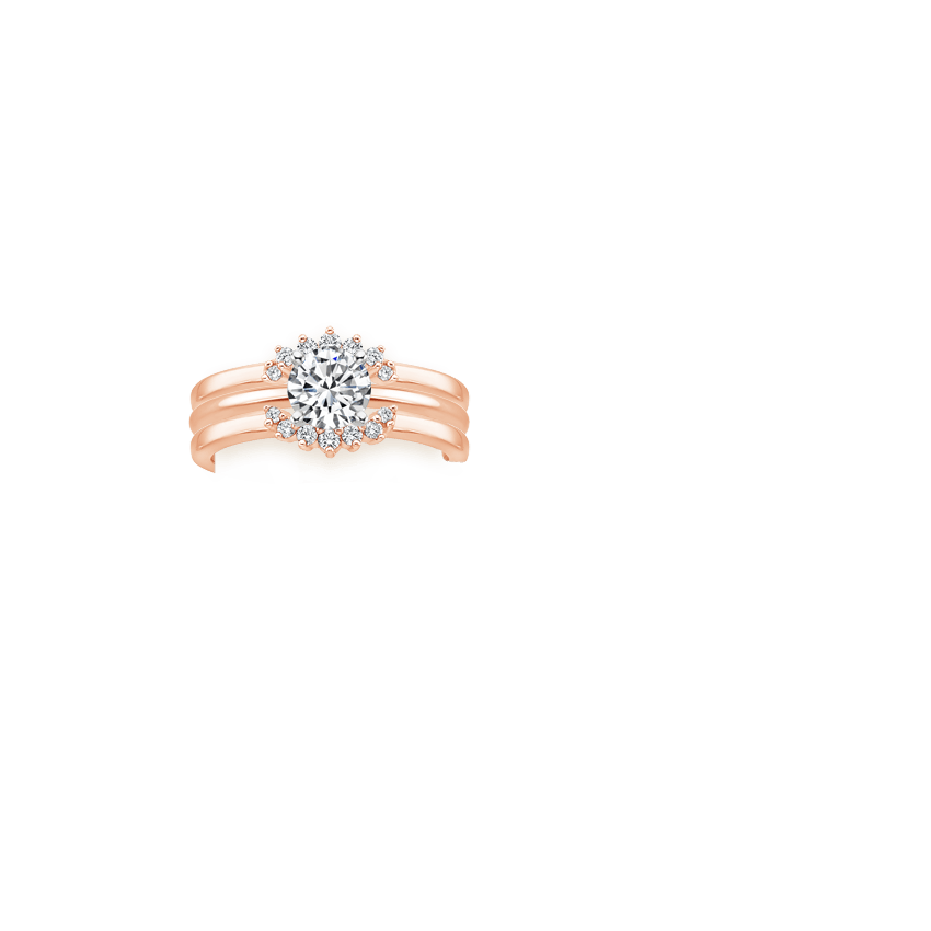 Crescent Nested Diamond Ring Stack Rose Gold 18k Wedding Band