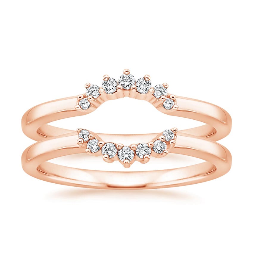 Crescent Nested Diamond Ring Stack Rose Gold 18k Wedding Band