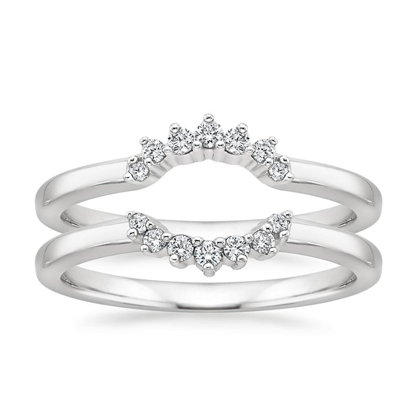 Crescent Nested Diamond Ring Stack Platinum Wedding Band