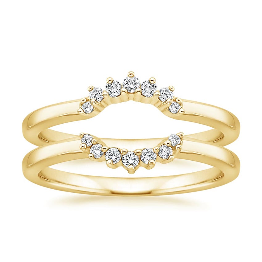Crescent Nested Diamond Ring Stack Yellow Gold 18k Wedding Band