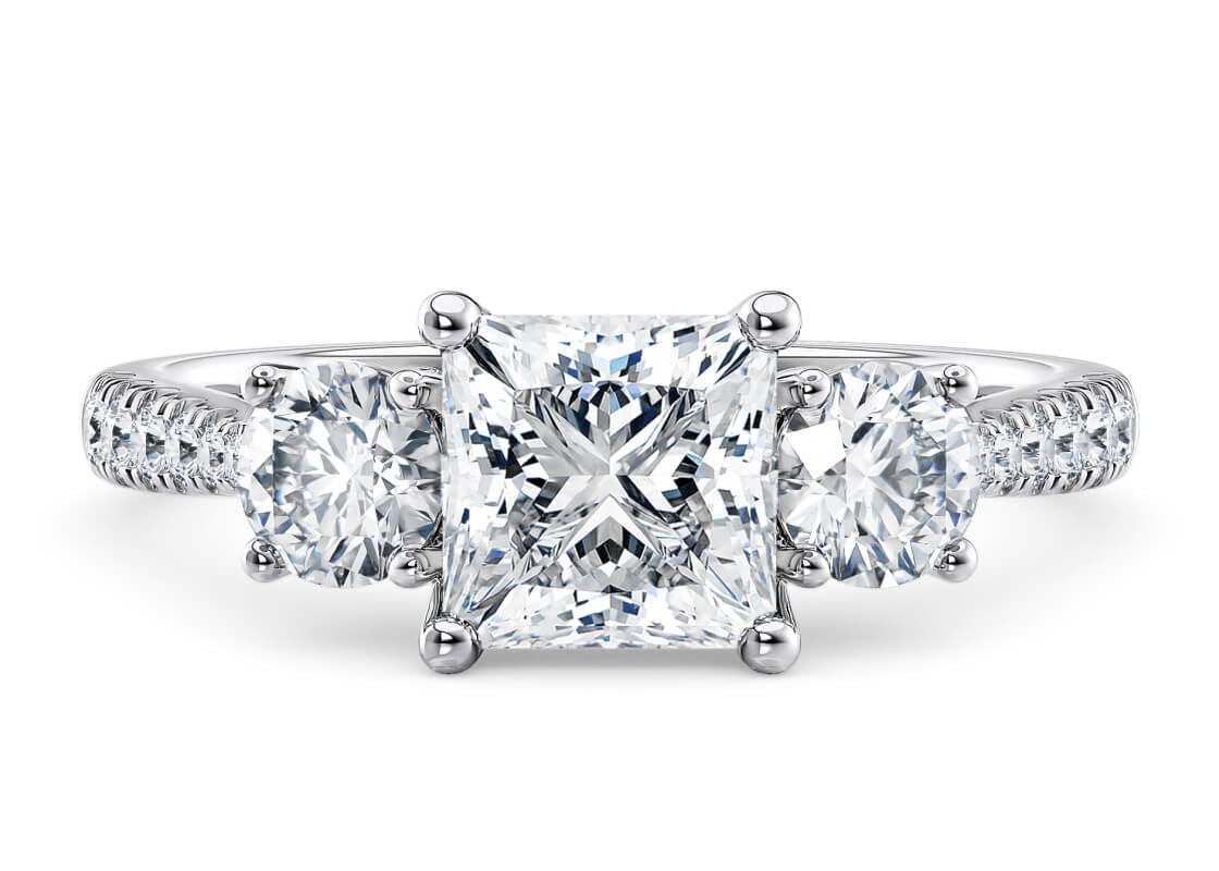 Lisbon Trilogy Platinum Princess Engagement Ring