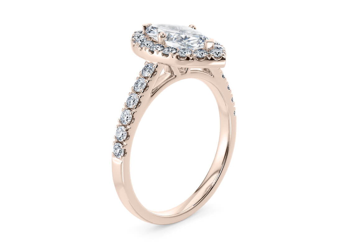 Medici Halo Rose Gold 18k Marquise Engagement Ring