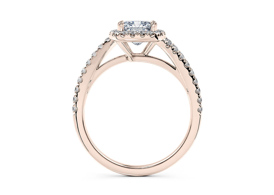 Kew Halo Rose Gold 18k Cushion Engagement Ring