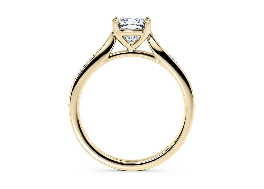 Victoria Diamond Band Yellow Gold 18k Cushion Engagement Ring