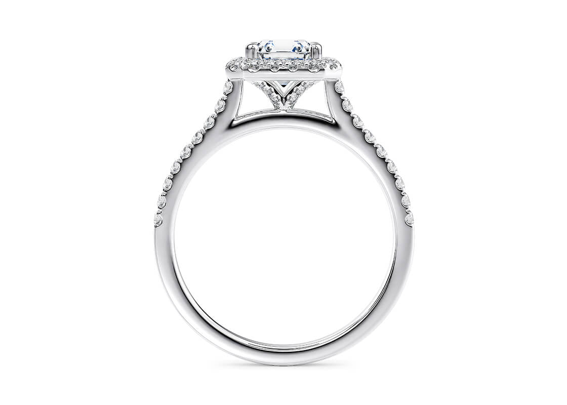 Aphrodite Halo Platinum Asscher Engagement Ring