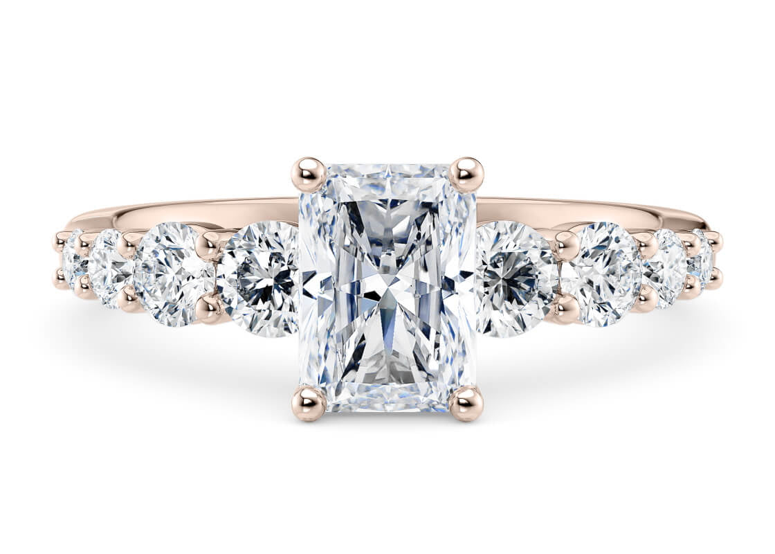 Lyra Diamond Band Rose Gold 18k Radiant Engagement Ring