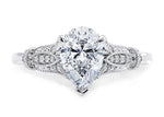 Jasmine Vintage Platinum Pear Engagement Ring