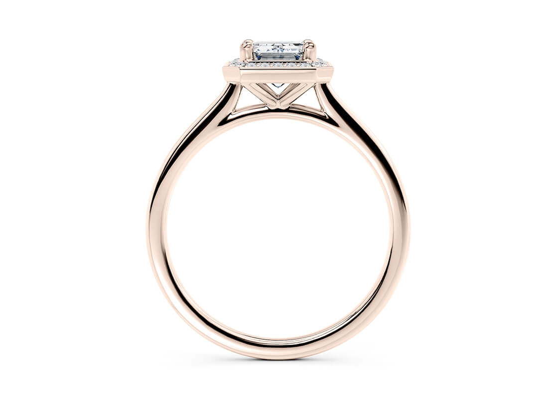 Minerva Halo Rose Gold 18k Emerald Engagement Ring