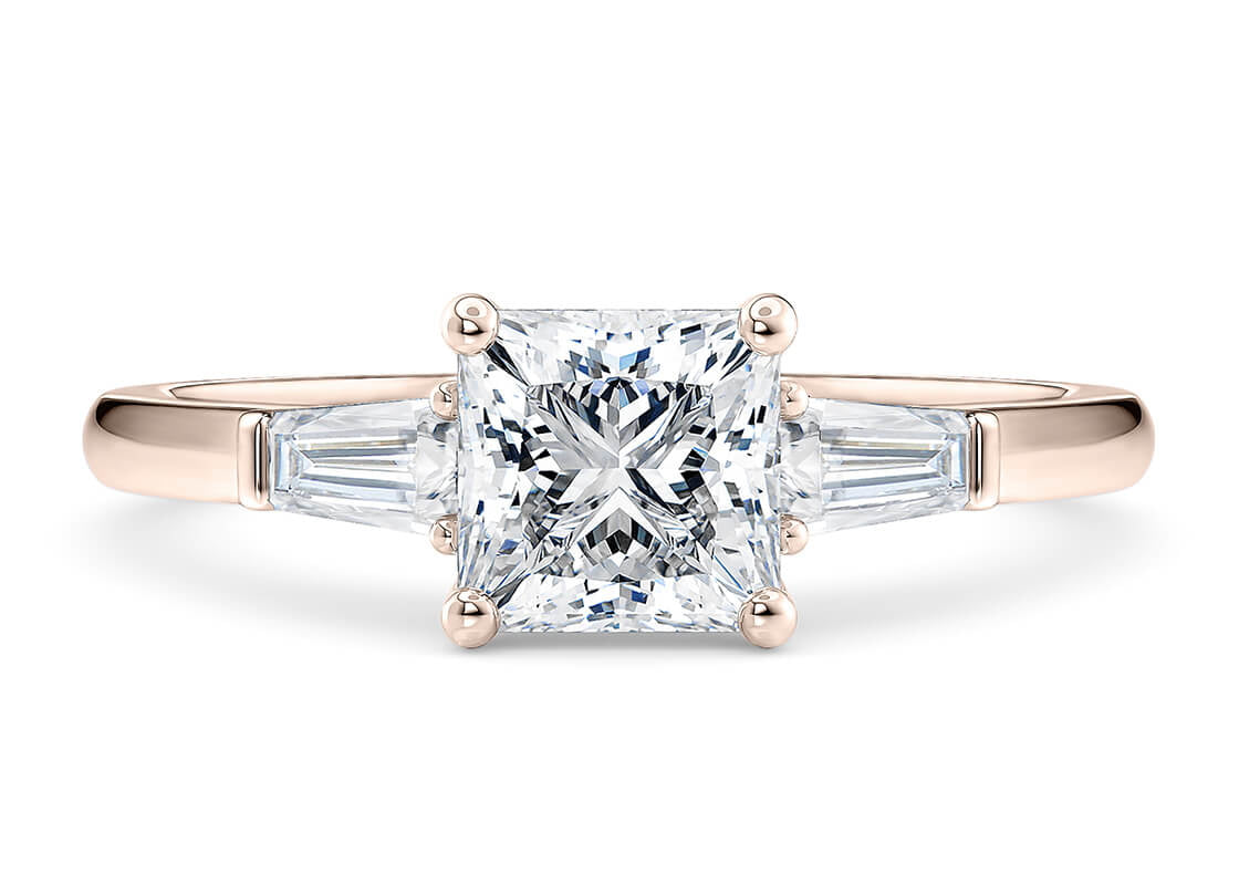 Alexandria Trilogy Rose Gold 18k Princess Engagement Ring