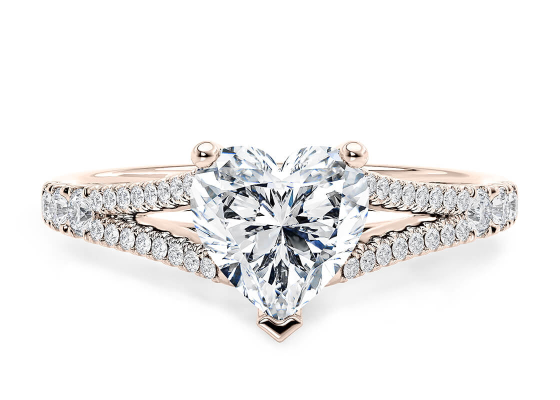 Oxford Diamond Band Rose Gold 18k Heart Engagement Ring