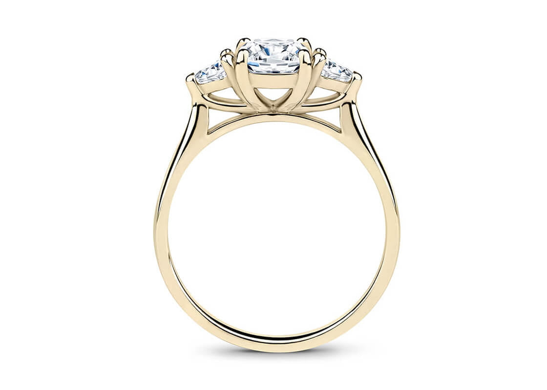 Barcelona Trilogy Yellow Gold 18k Cushion Engagement Ring