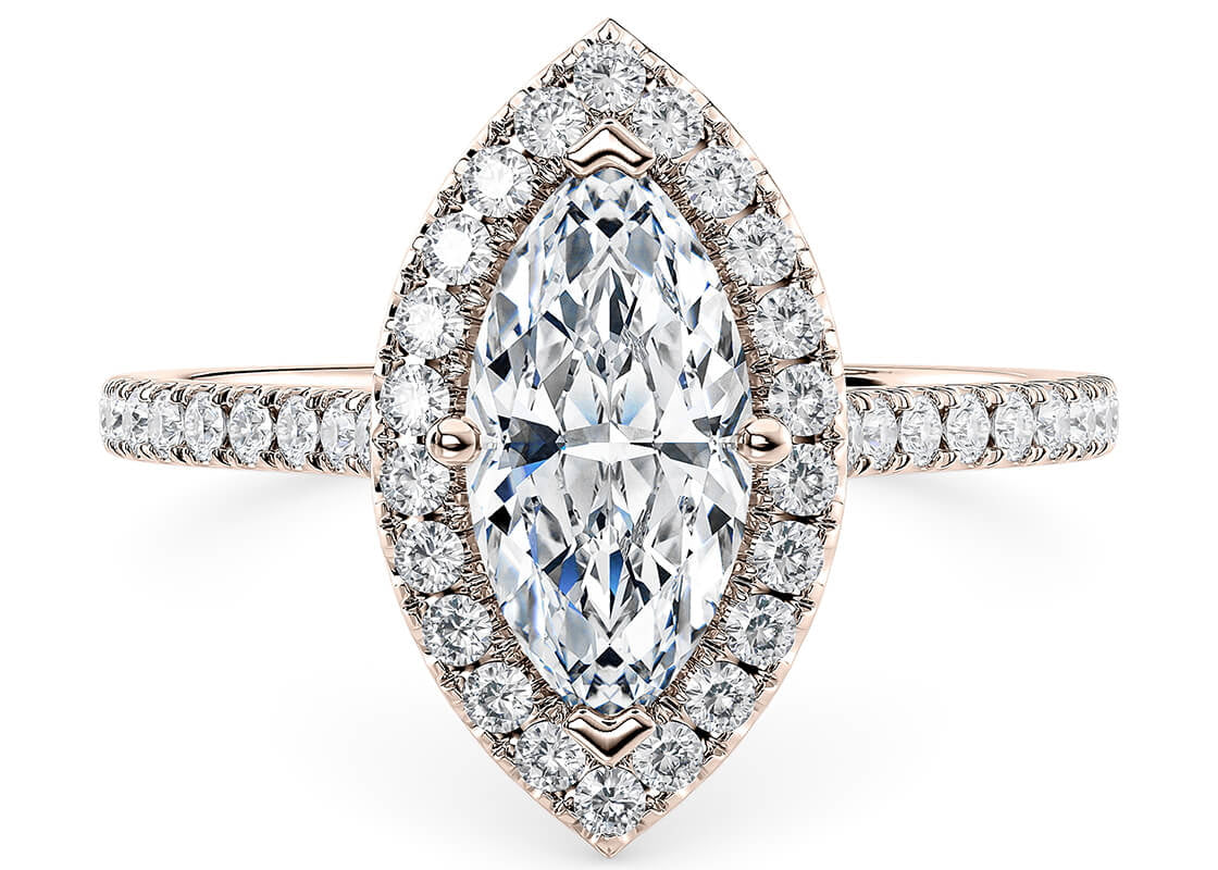 Aphrodite Halo Rose Gold 18k Marquise Engagement Ring