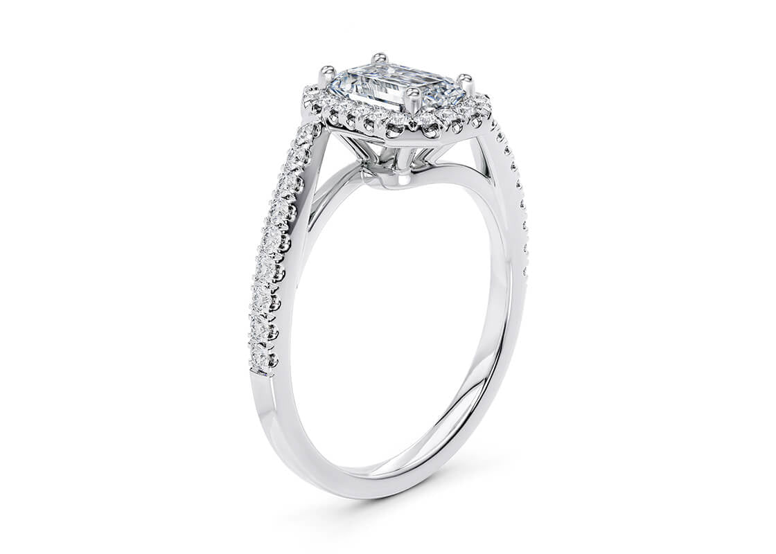 Kew Halo Platinum Emerald Engagement Ring