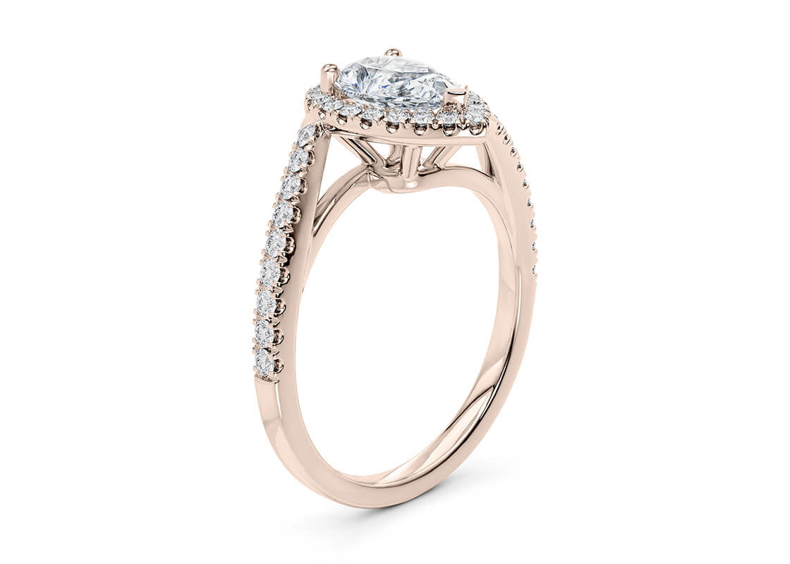 Kew Halo Rose Gold 18k Pear Engagement Ring