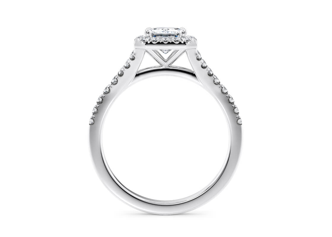 Battersea Halo Platinum Emerald Engagement Ring