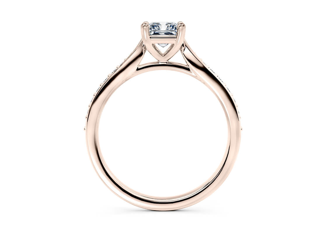 Victoria Diamond Band Rose Gold 18k Radiant Engagement Ring