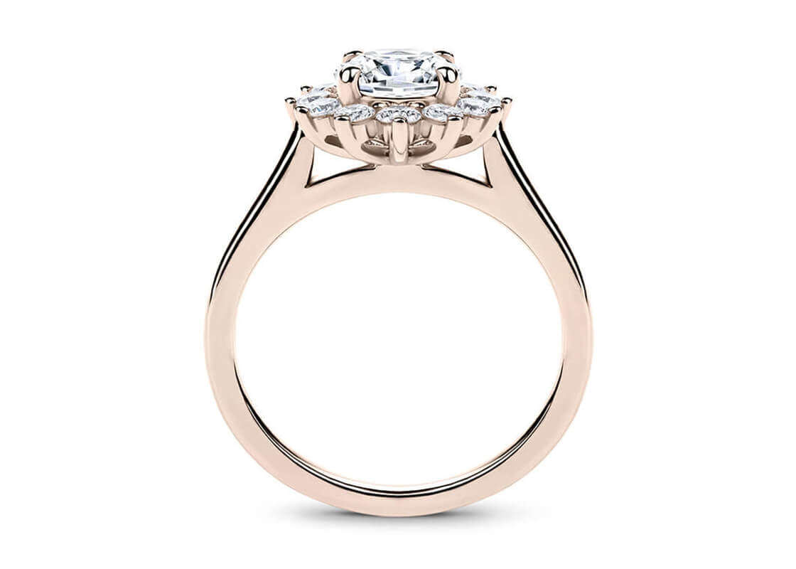Edwardia Halo Rose Gold 18k Round Engagement Ring