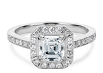 Zelda Halo Platinum Asscher Engagement Ring