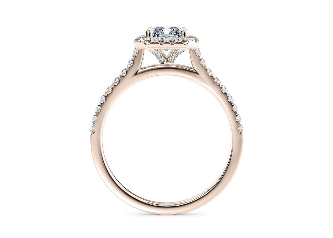 Aphrodite Halo Rose Gold 18k Radiant Engagement Ring