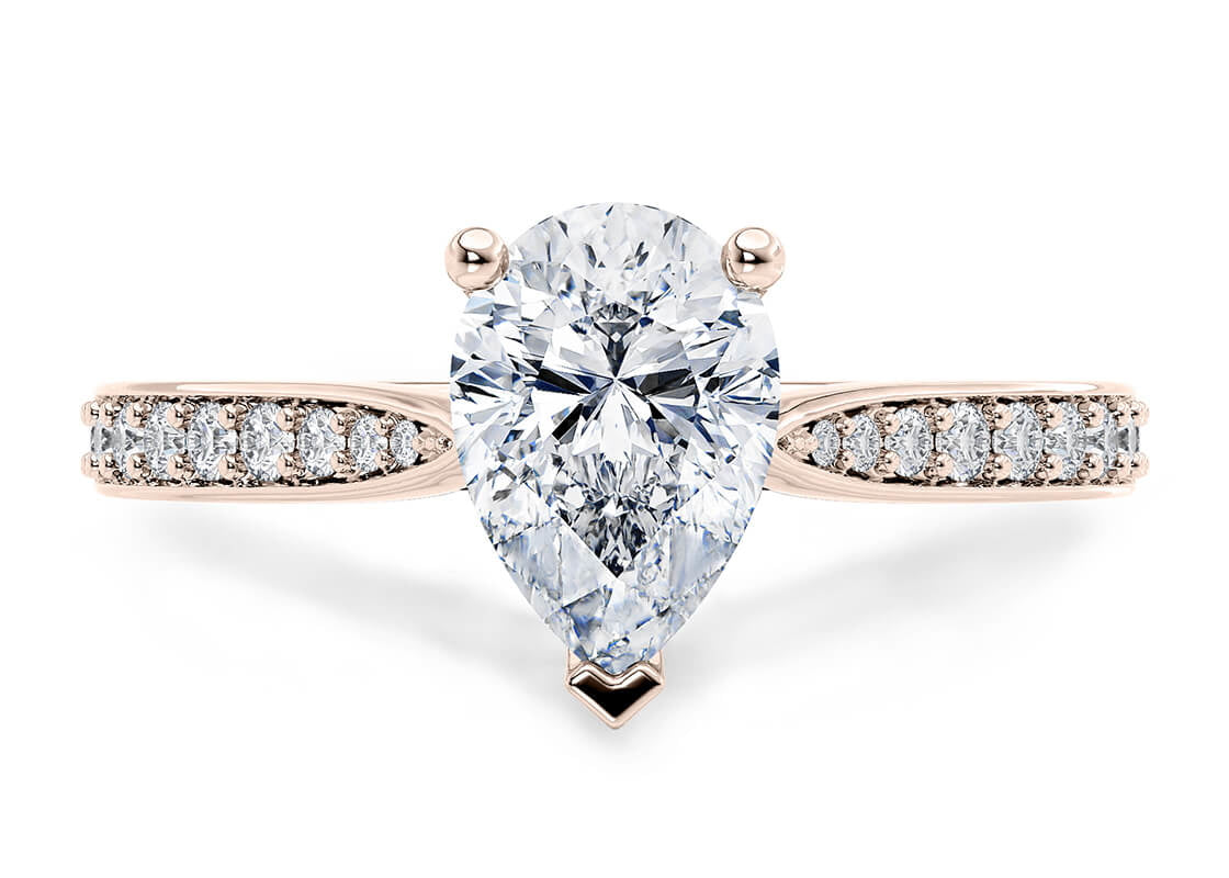 Victoria Diamond Band Rose Gold 18k Pear Engagement Ring