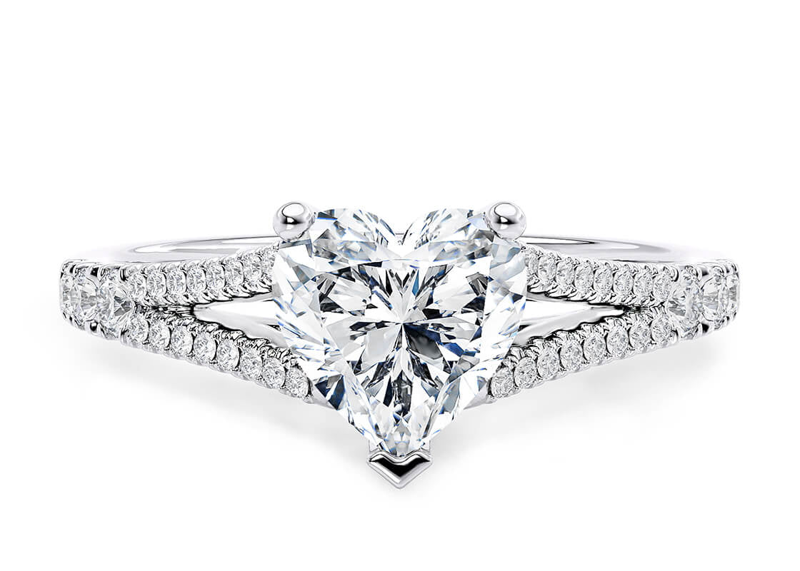Oxford Diamond Band Platinum Heart Engagement Ring