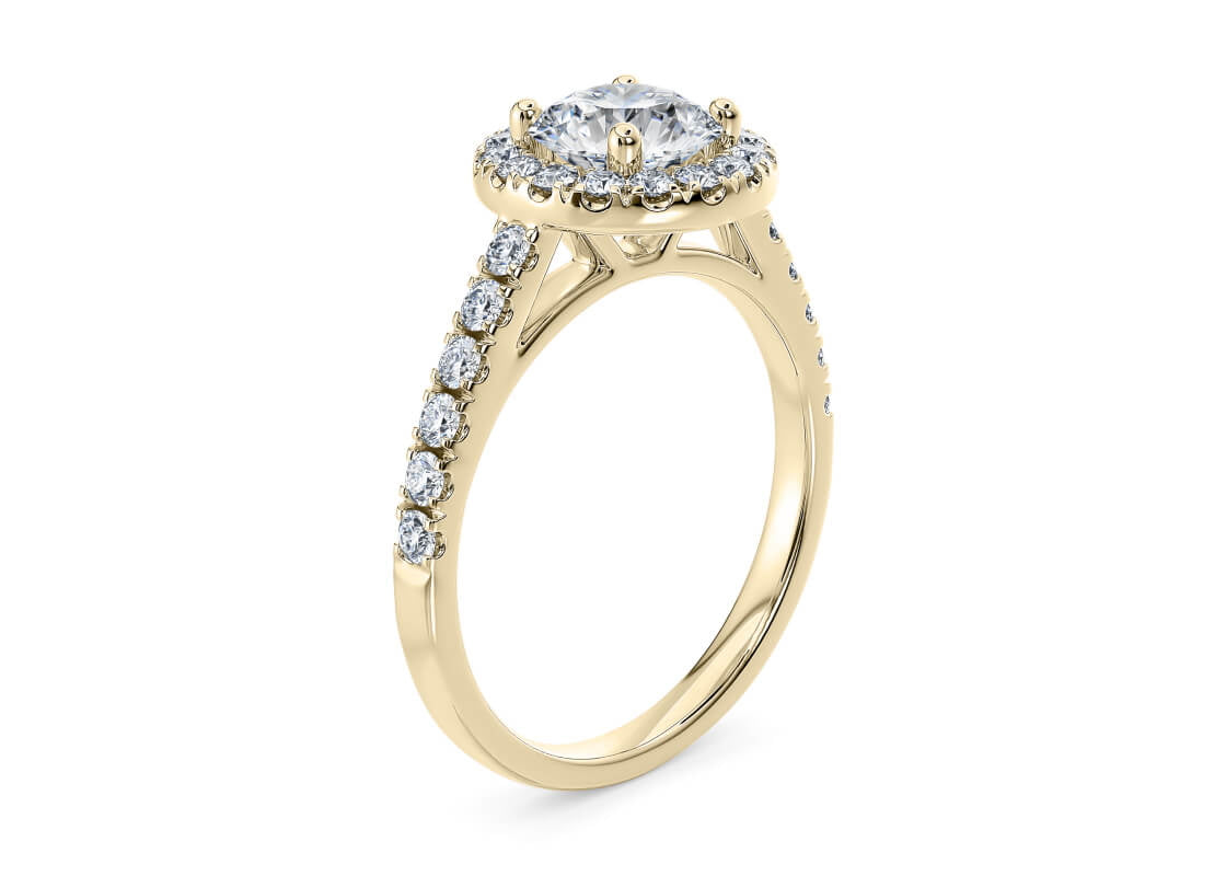 Medici Halo Yellow Gold 18k Round Engagement Ring