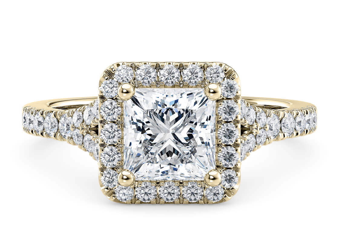 Battersea Halo Yellow Gold 18k Princess Engagement Ring
