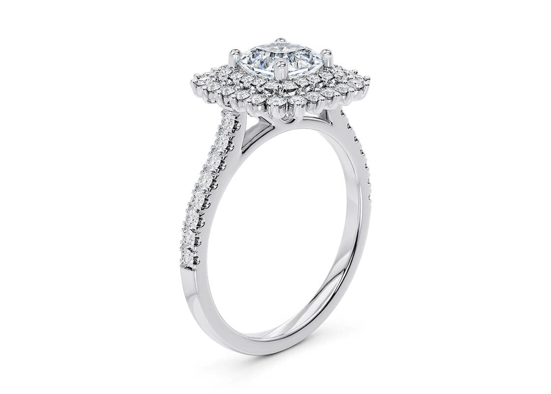 Berkeley Halo Platinum Asscher Engagement Ring