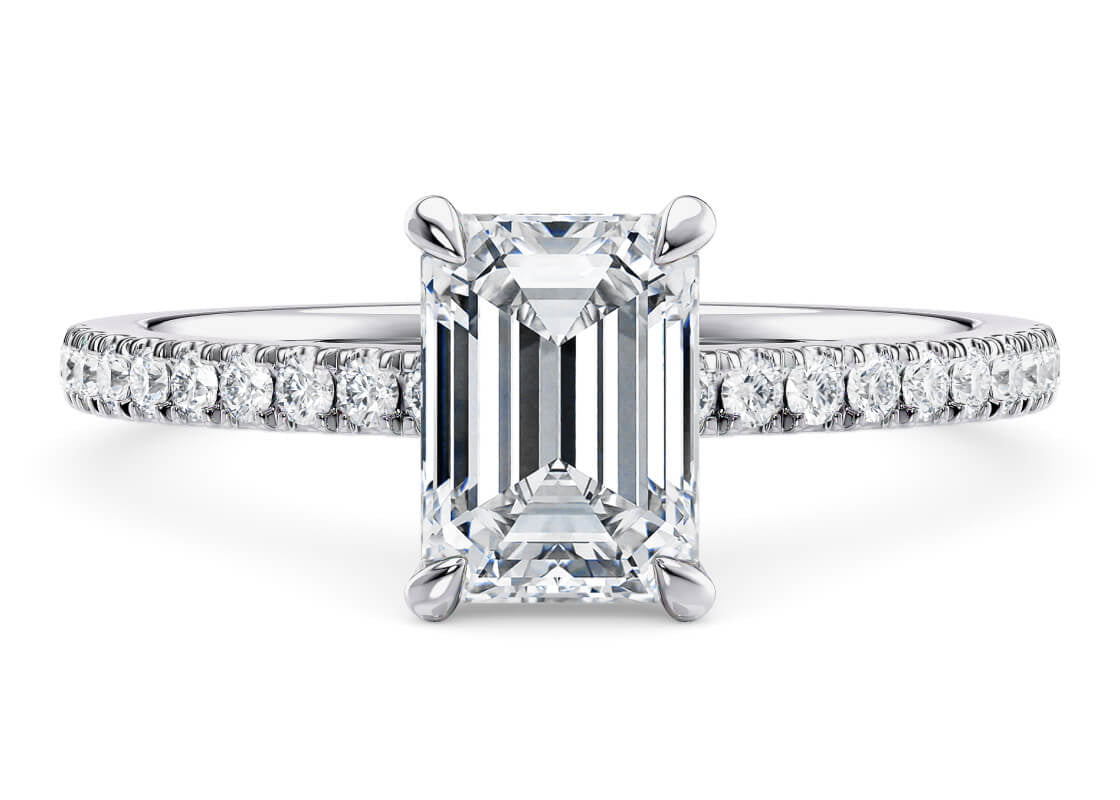 Aria Diamond Band Platinum Emerald Engagement Ring