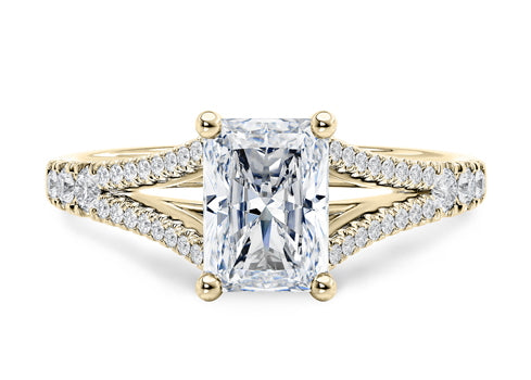 Oxford Diamond Band Yellow Gold 18k Radiant Engagement Ring