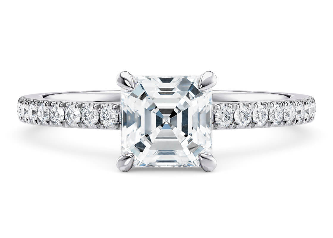 Aria Diamond Band Platinum Asscher Engagement Ring