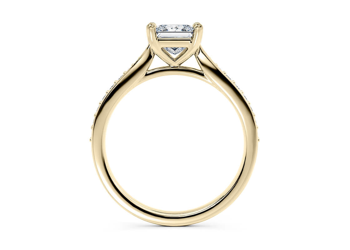Victoria Diamond Band Yellow Gold 18k Princess Engagement Ring