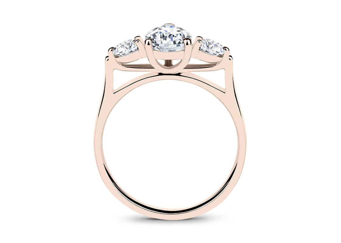 Roma Trilogy Rose Gold 18k Pear Engagement Ring