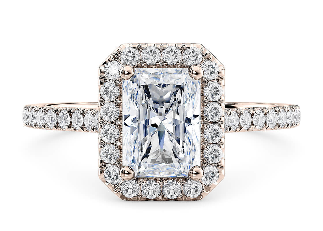 Aphrodite Halo Rose Gold 18k Radiant Engagement Ring