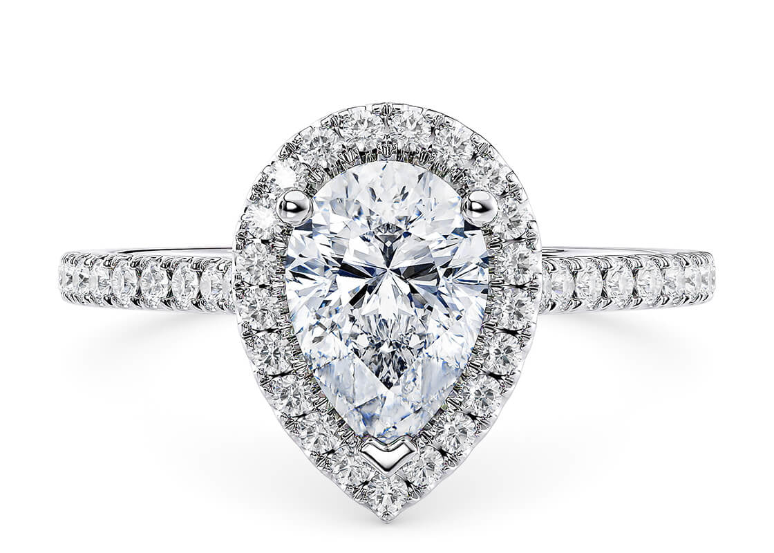 Aphrodite Halo Platinum Pear Engagement Ring