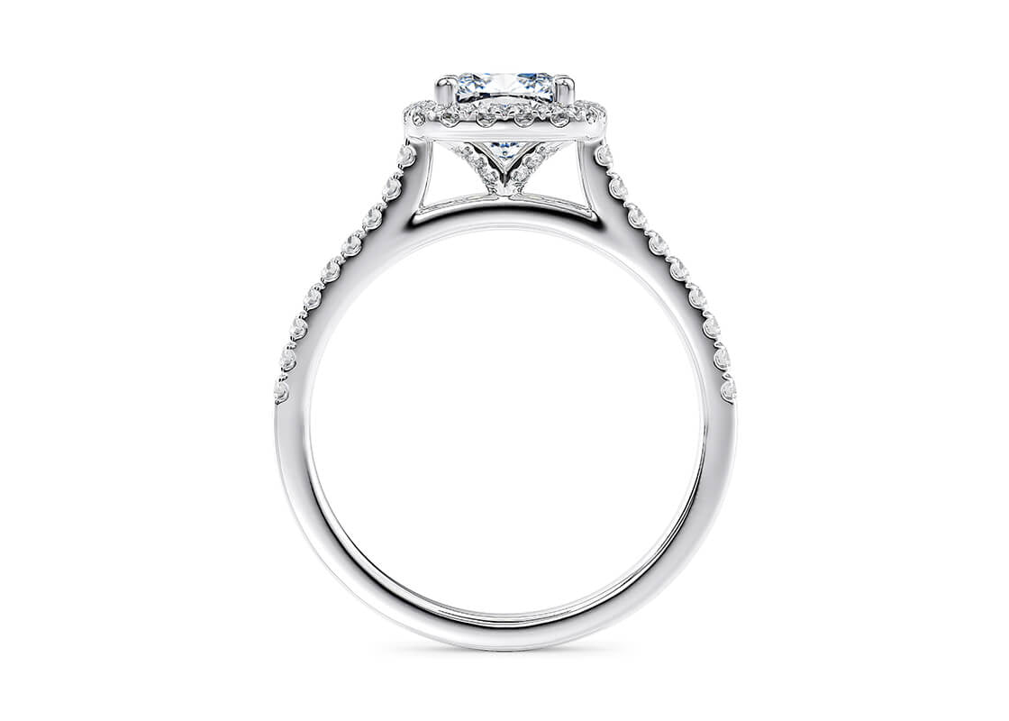 Aphrodite Halo Platinum Cushion Engagement Ring