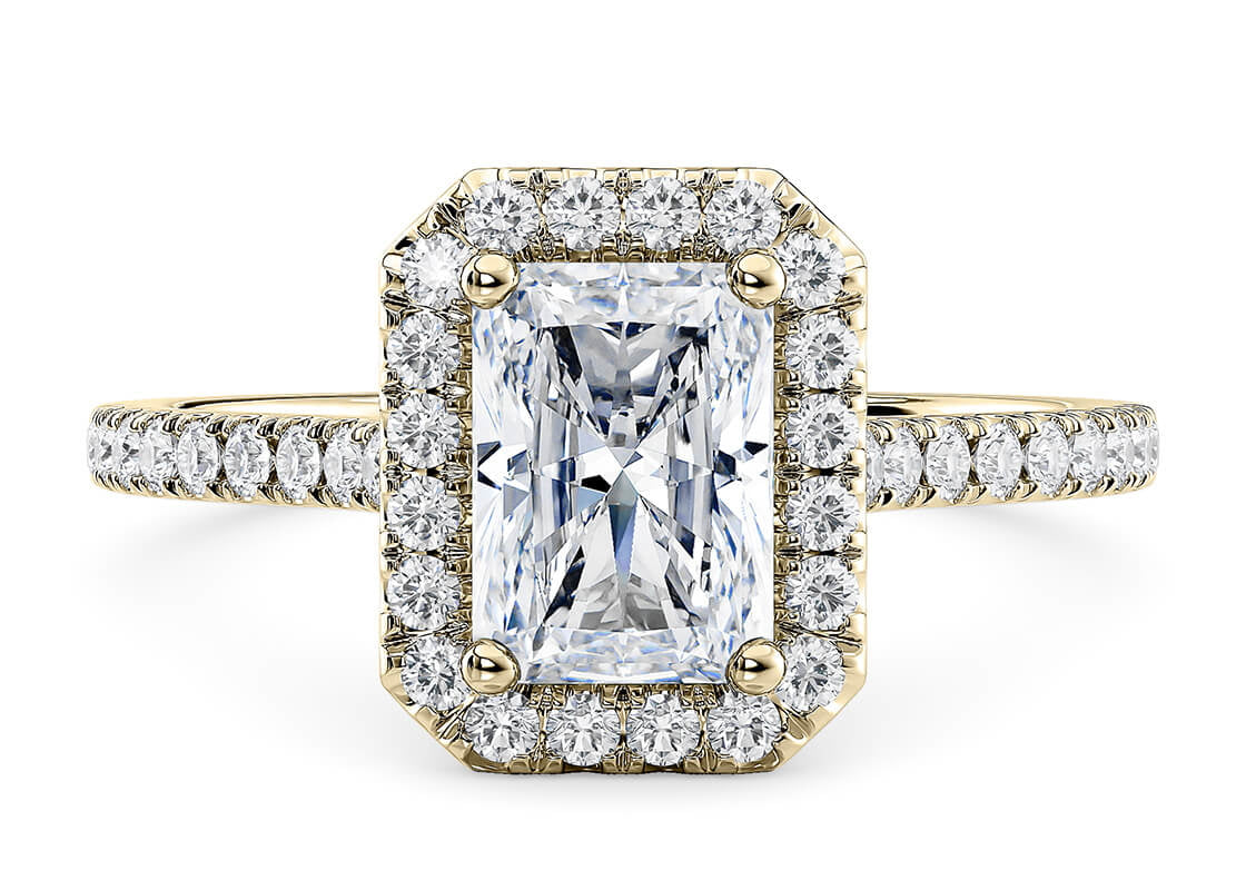 Aphrodite Halo Yellow Gold 18k Radiant Engagement Ring