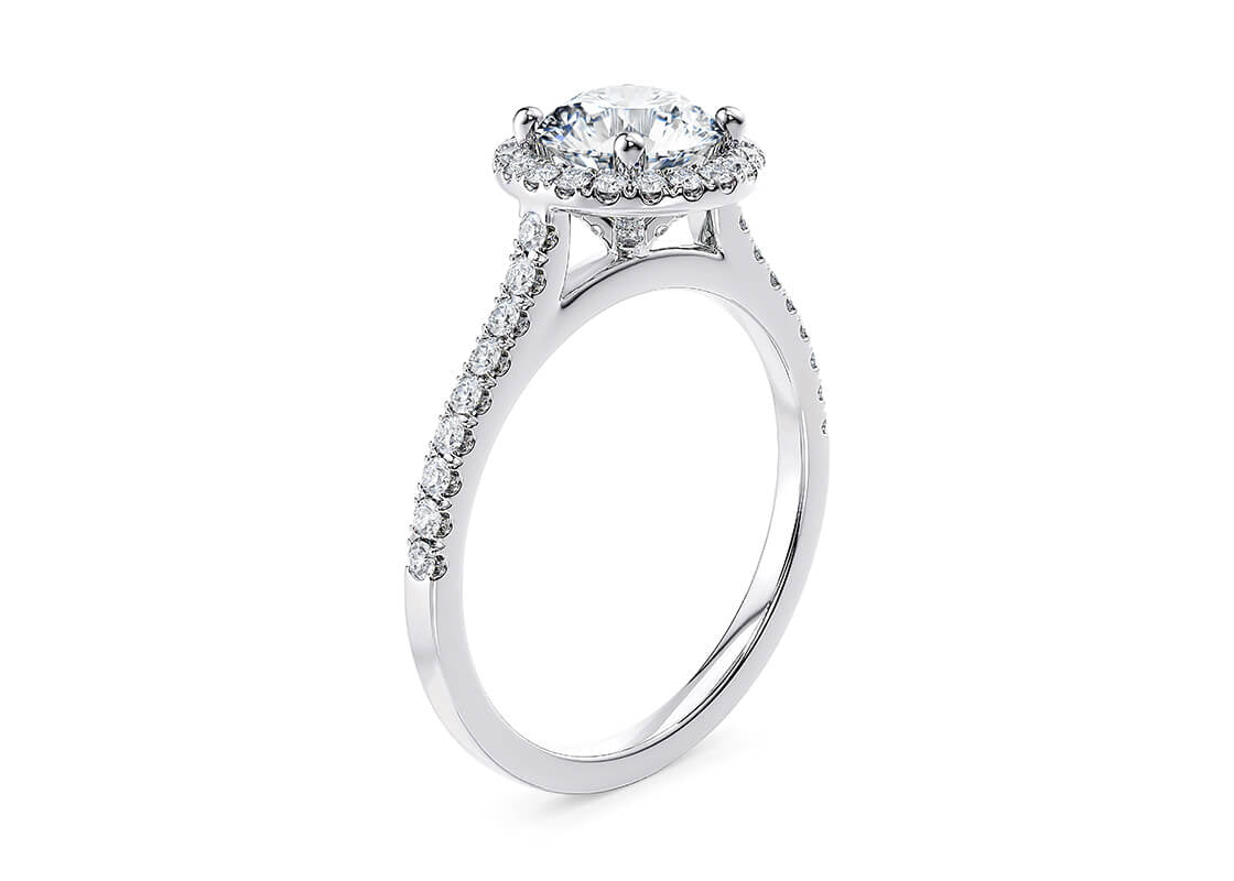 Aphrodite Halo Platinum Round Engagement Ring