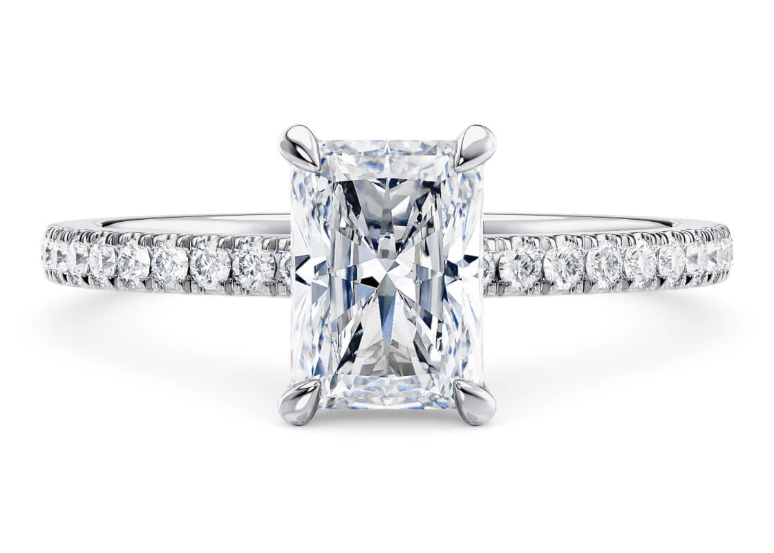 Aria Diamond Band Platinum Radiant Engagement Ring