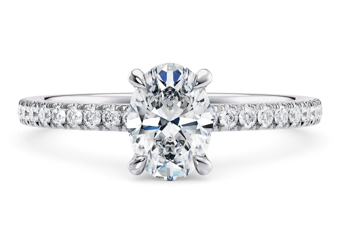 Aria Diamond Band White Gold 18k Oval Engagement Ring