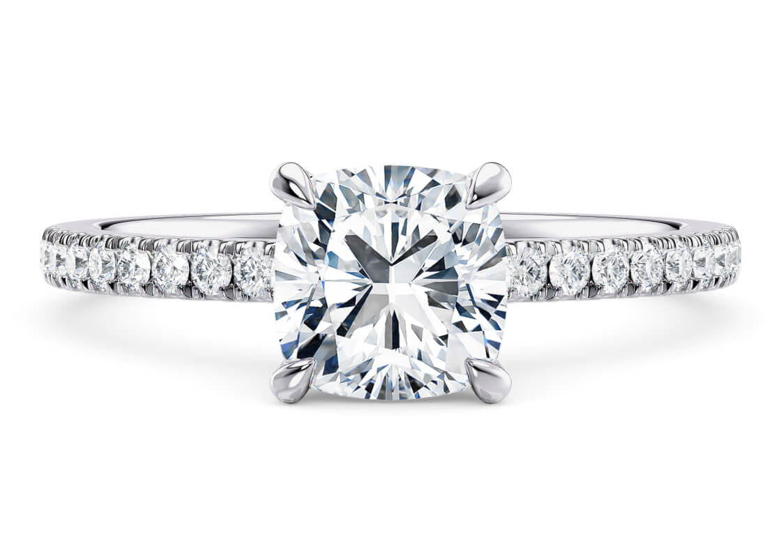 Aria Diamond Band White Gold 18k Cushion Engagement Ring