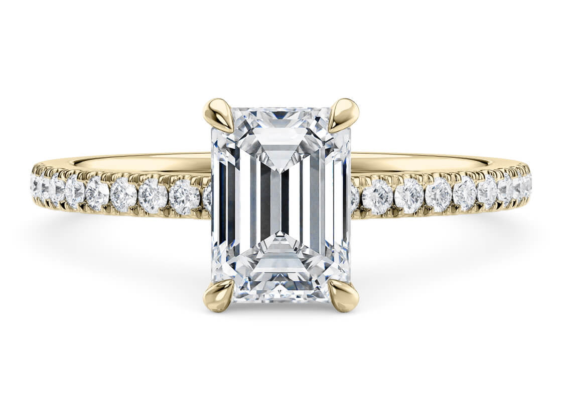 Aria Diamond Band Yellow Gold 18k Emerald Engagement Ring