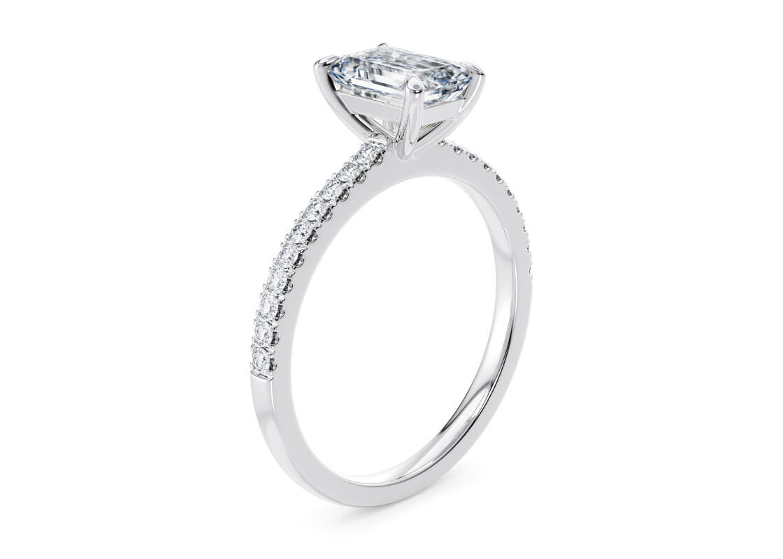 Aria Diamond Band White Gold 18k Emerald Engagement Ring