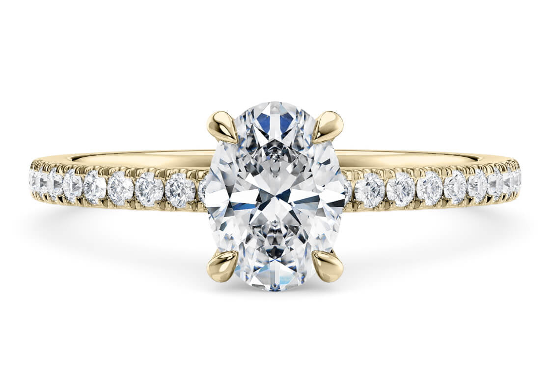 Aria Diamond Band Yellow Gold 18k Oval Engagement Ring